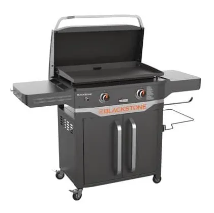 Blackstone ProSeries 2 Burner 28 Propane Griddle with Cabinet and Hood - Griddle Sizzle