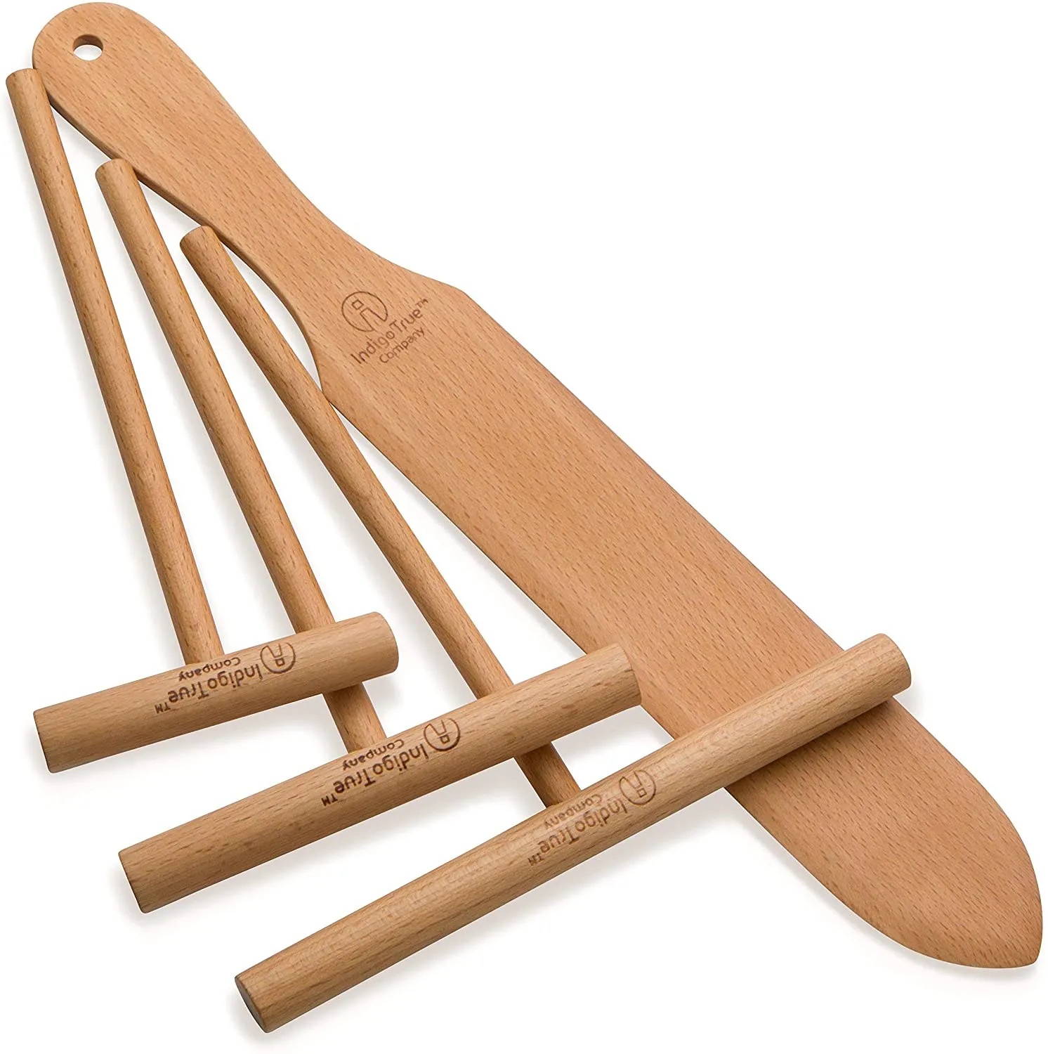 Wooden crepe spreader tool for flat top griddle
