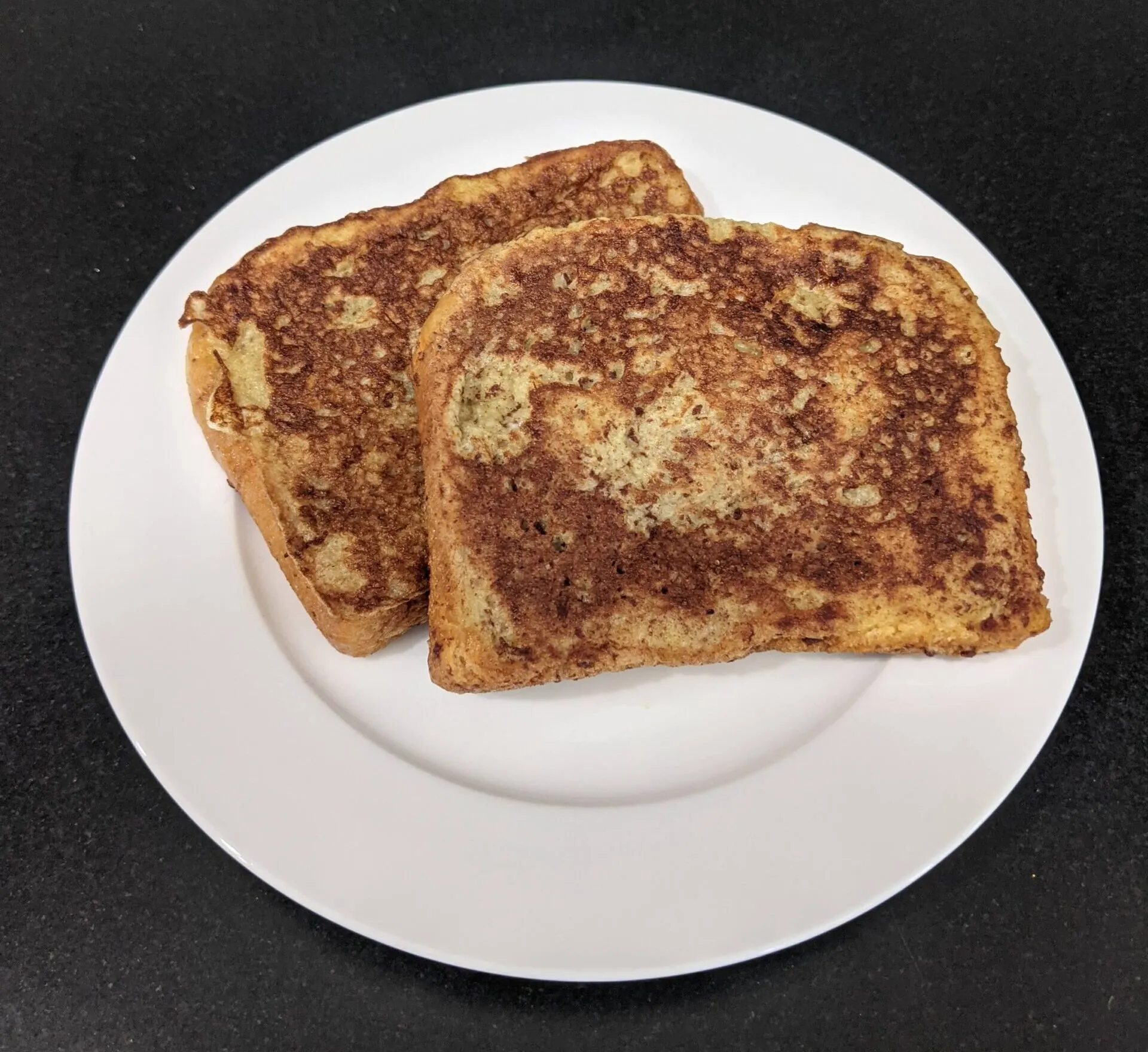 Plated Blackstone French toast with toppings