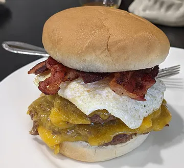 Bacon egg and cheese smash burger variation