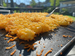 Crispy hash browns on a Blackstone griddle